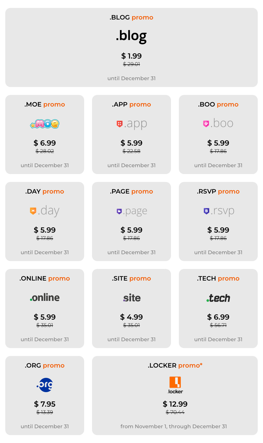 October 2025 Domain Promotions